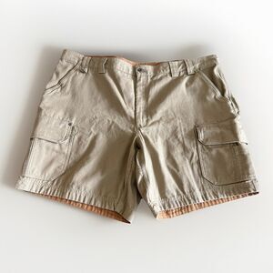 Duluth Trading Men's Flex Fire Hose Cargo Shorts Size 48 Tan Khaki Heavy Duty